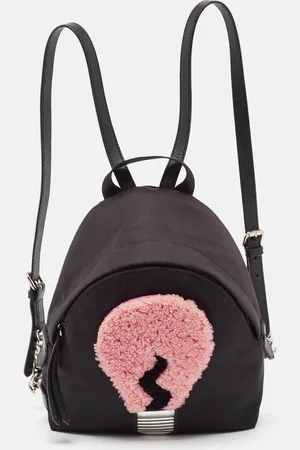Fendi Nylon and Shearling Mini Dolce Lightbulb Backpack