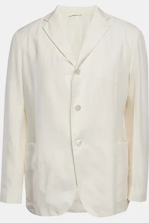 Ermenegildo Zegna Off- Cotton Blend Single Breasted Blazer XL