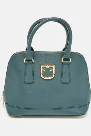 Furla Dark Leather Dome Logo Satchel