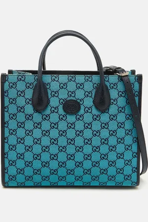 Gucci /Navy GG Canvas and Leather Small Structured Tote