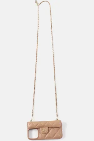CHANEL IPhone 14 Pro Caviar Skin Case with Chain