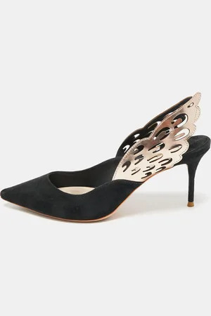 SOPHIA WEBSTER /Metallic Bronze Suede And Leather Angelo Slingback Pumps Size 39.5