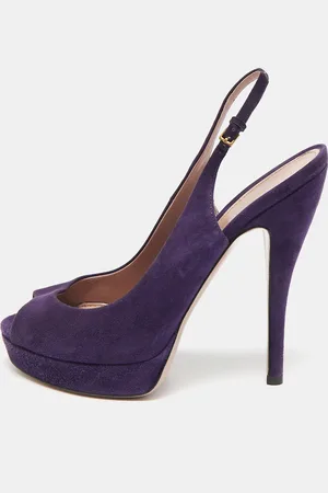 Gucci Suede Slingback Peep Toe Pumps Size 39