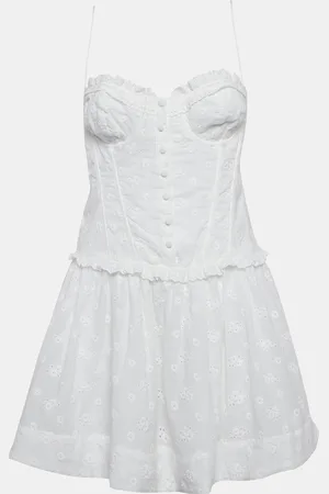 For Love & Lemons For Love And Lemons Embroidered Cotton Sleeveless Mini Dress L