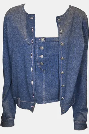 Dior Christian Vintage with Pink Stitching Cardigan and Tank Set