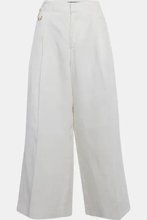 Jacquemus Off- Linen Wide-Leg Cropped Pants L