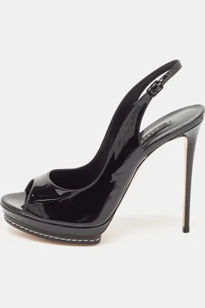 Casadei Patent Leather Platform Slingback Sandals Size 38.5