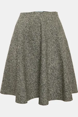 Prada Black/White Wool Flared Mini Skirt S