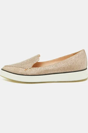 Nicholas Kirkwood Metallic Lurex Fabric Alona Loafers Size 37.5