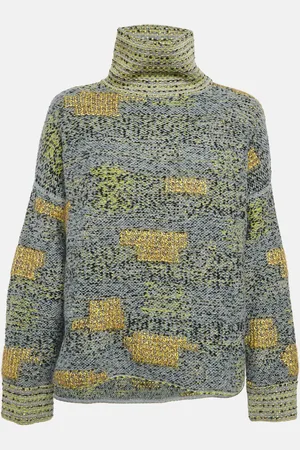CHANEL Patterned Wool Blend Turtle Neck Sweater M