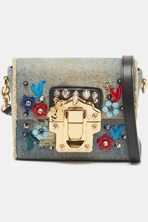 Dolce & Gabbana Denim Mini Embellished Lucia Shoulder Bag