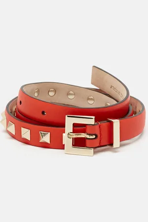 VALENTINO Leather Rockstud Slim Belt 75 CM