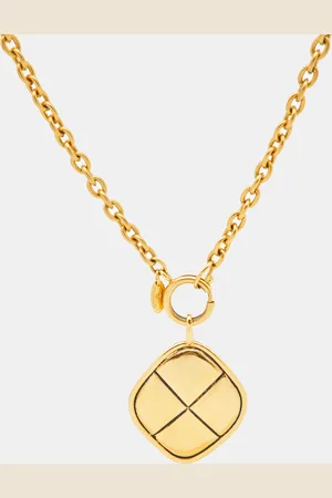 CHANEL CC Matelassé Diamond Shape Tone Necklace