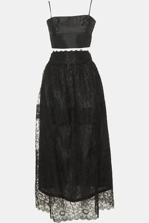 Chloé Silk & Lace Crop Top & Maxi Skirt Set L