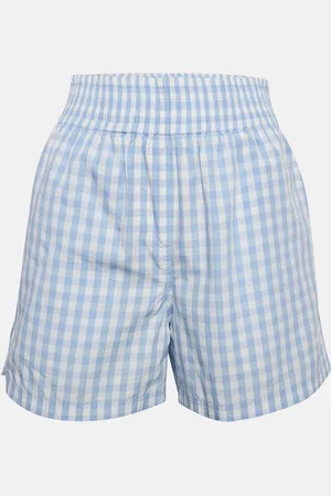 Burberry /White Gingham Cotton High Waist Shorts XS