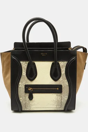 Céline Tri Color Lizard Leather and Suede Micro Luggage Tote