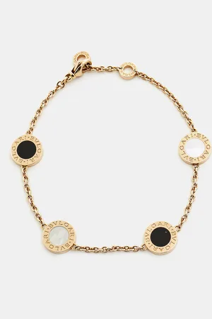 Bvlgari Mother of Pearl Onyx Element 18K Rose Station Bracelet