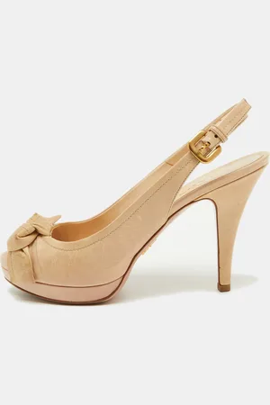 Prada Leather Peep Toe Platform Sandals Size 37