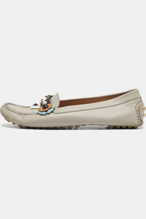 Fendi Leather Studded Flowerland Loafers Size 38