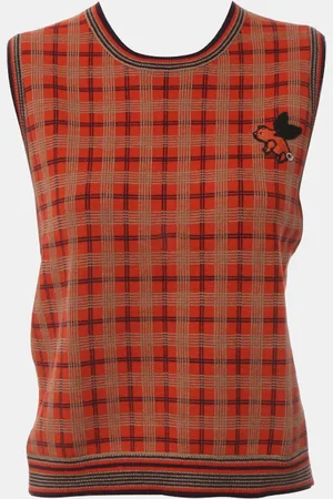 Gucci Plaid Wool Sleeveless Sweater L