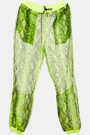 OFF-WHITE Neon Snake Print Organza Sheer Joggers M