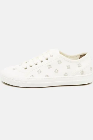 Fendi Canvas FF Domino Logo Lace Up Sneakers Size 37