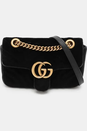 Gucci Matelassé Velvet Mini GG Marmont Shoulder Bag