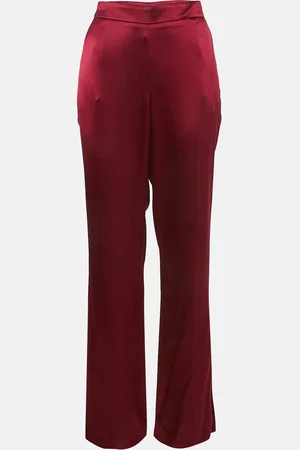 Oscar de la Renta Dark Satin Wide Leg Trousers M