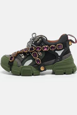 Gucci Multilcolor Leather and Mesh Flashtrek Sneakers Size 35