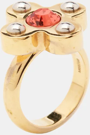 LOUIS VUITTON Crystals Tone Ring Size 50