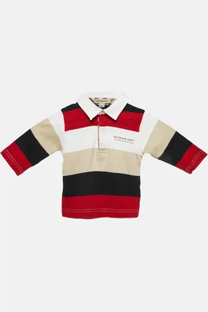 Burberry Kids Striped Cotton Polo T-Shirt 6M