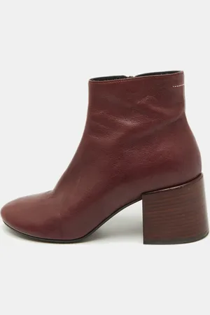 Maison Margiela Leather Block Heel Ankle Boots Size 39