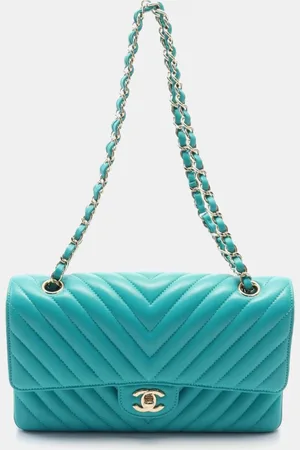 CHANEL Leather Chevron Flap Shoulder Bag