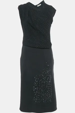 Bottega Veneta Wool & Patterned Knit Sleeveless Midi Dress M
