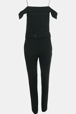 THEORY Crepe Off Shoulder Belted Jumpsuit M