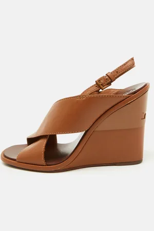 Tory Burch Leather Gabriel Slingback Wedge Sandals Size 36.5