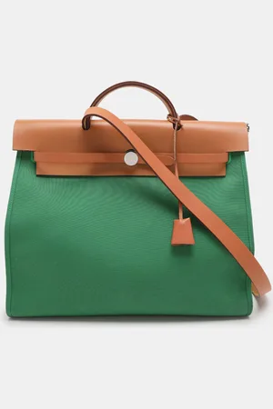 Hermès Hermès Natural/ Toile Canvas and Vache Hunter Leather Herbag Zip 39 Bag