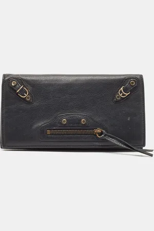 Balenciaga Dark Leather Classic Continental Wallet