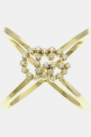 Gucci 18K Gold Diamond GG Running Ring