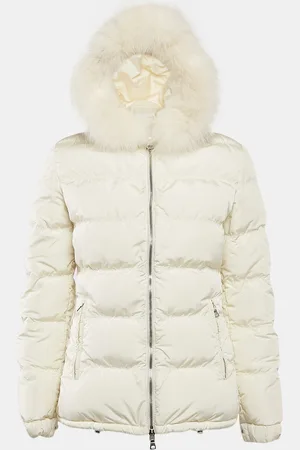 Prada Off- Synthetic Quilted Fur Trim Hood Down Jacket S