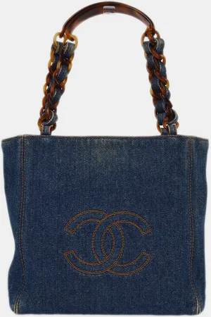 CHANEL Denim Chain Tote Bag