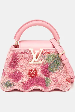 LOUIS VUITTON Rose Embroidered Satin Capucines Capushell Mini Bag