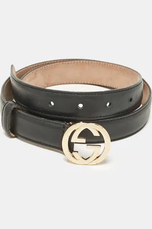 Gucci Leather Interlocking G Slim Buckle Belt 80CM