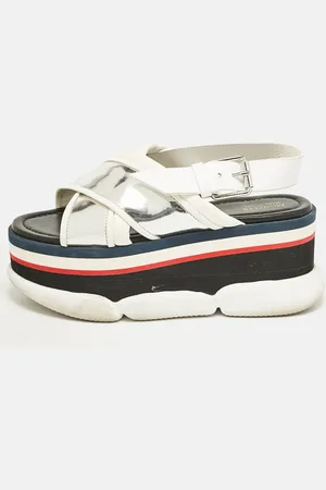 Moncler /Silver Leather Zelda Platform Sandals Size 37