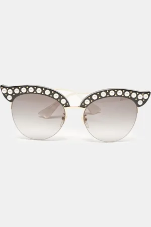 Gucci /Grey Gradient GG0212S Pearl Studded Cat Eye Sunglasses