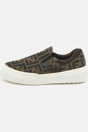 Fendi Canvas and Fabric FF Slip On Sneakers Size 37