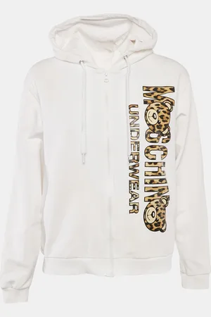 Moschino Logo Print Cotton Knit Zip-Up Hoodie Jacket XL