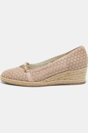 Salvatore Ferragamo Leather Wedge Espadrille Pumps Size 39.5