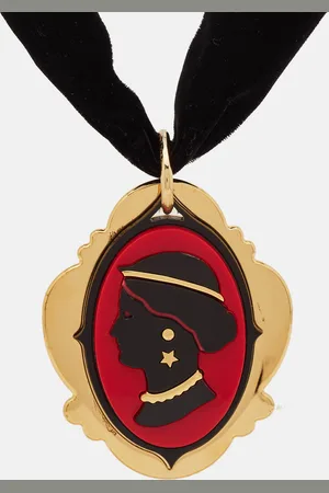 Miu Miu Blac Cameo Composite Velvet Tone Necklace
