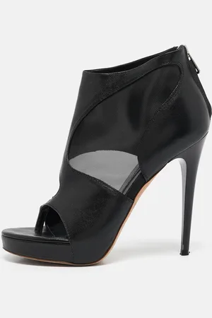 Alexander McQueen Leather and Mesh Ankle Length Boots Size 37